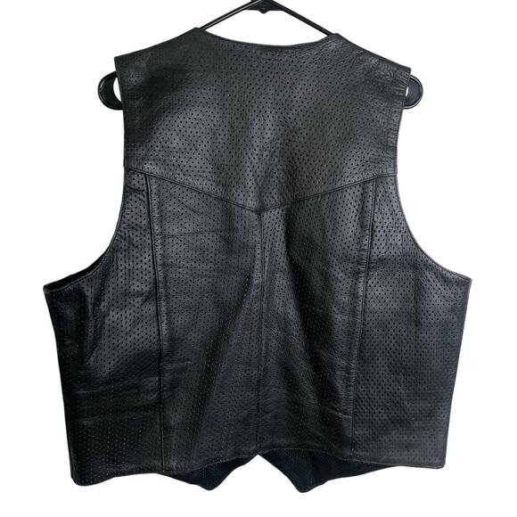 Hot Leathers Leather Vest Mens 48 Black Motorcycle Biker Devil Woman Patch USA - Picture 2 of 11